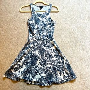 H&M white and navy floral mini dress